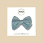 Gray Blue Stretch Knit Hand Tied Bow