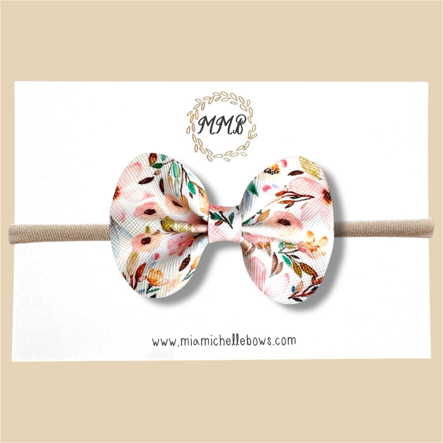 Soft Floral Vegan Leather Bow