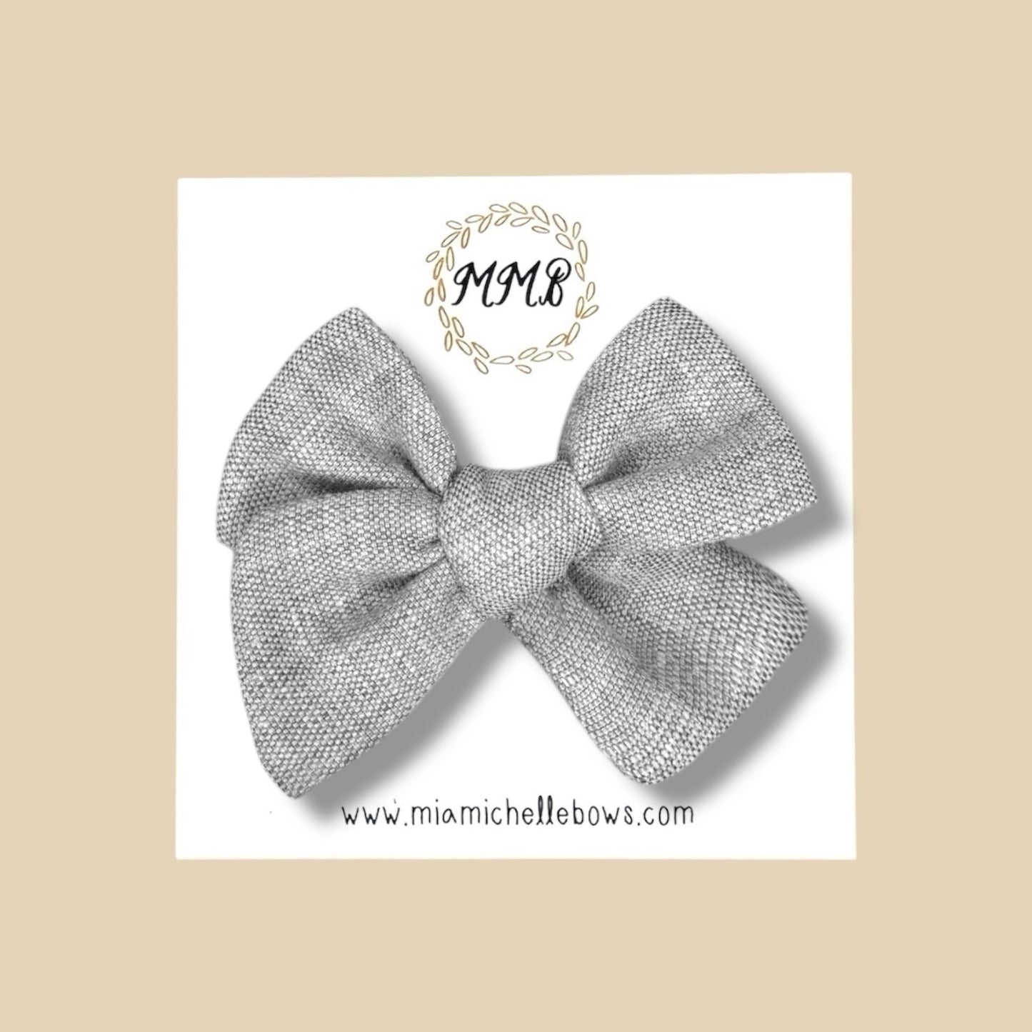 Hand Tied Gray Woven Bow