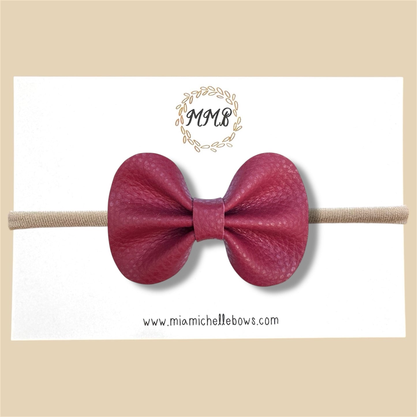 Cranberry Genuine Leather Bow
