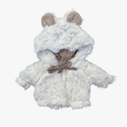 Doll—Paola Reina Swiss Dot Dress and Fur Teddy Bear Ear Jacket