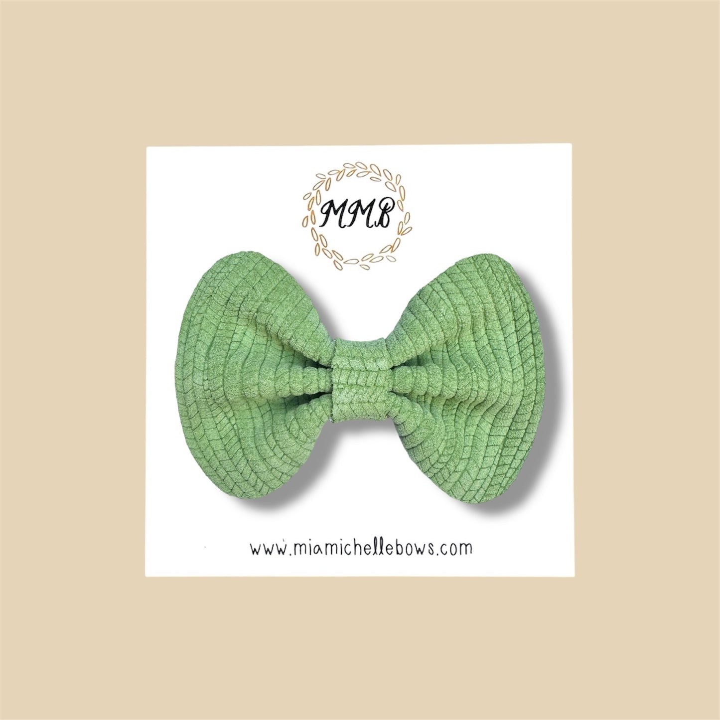 Spring Green Genuine Leather Bow