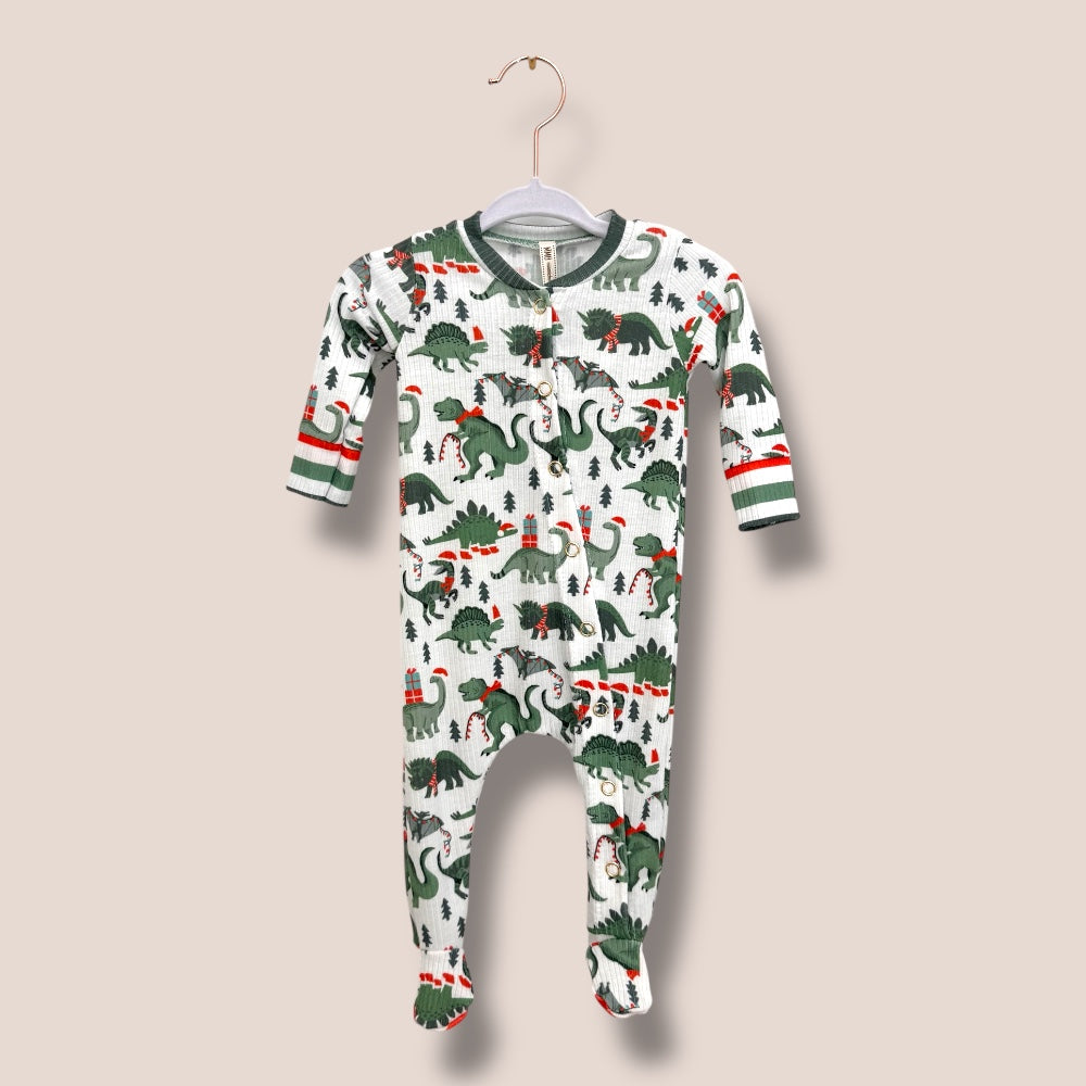 Handmade Dinosaur Christmas Footed Sleeper