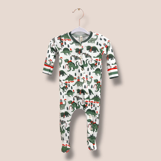 Handmade Dinosaur Christmas Footed Sleeper