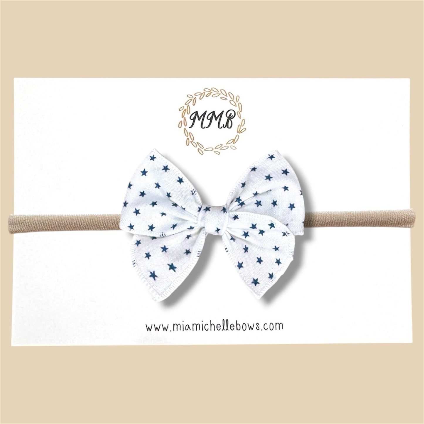 White & Navy Star Spangled Fairytale Bow