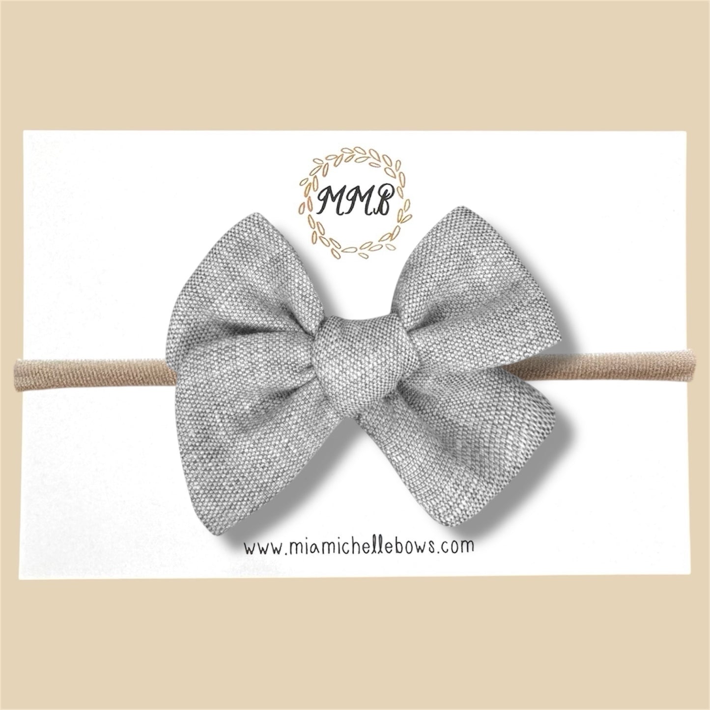Hand Tied Gray Woven Bow