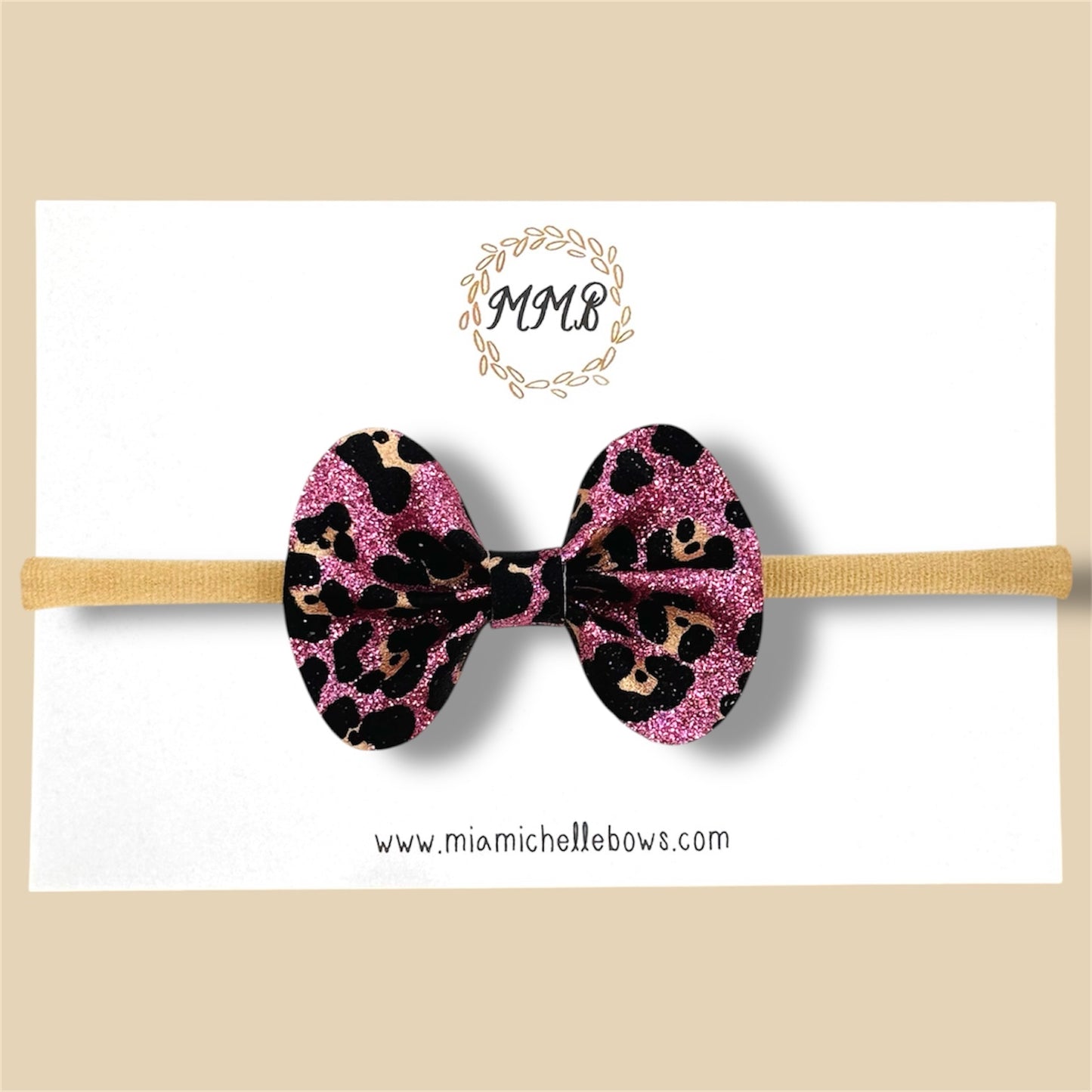 Pink Leopard Glitter Bow