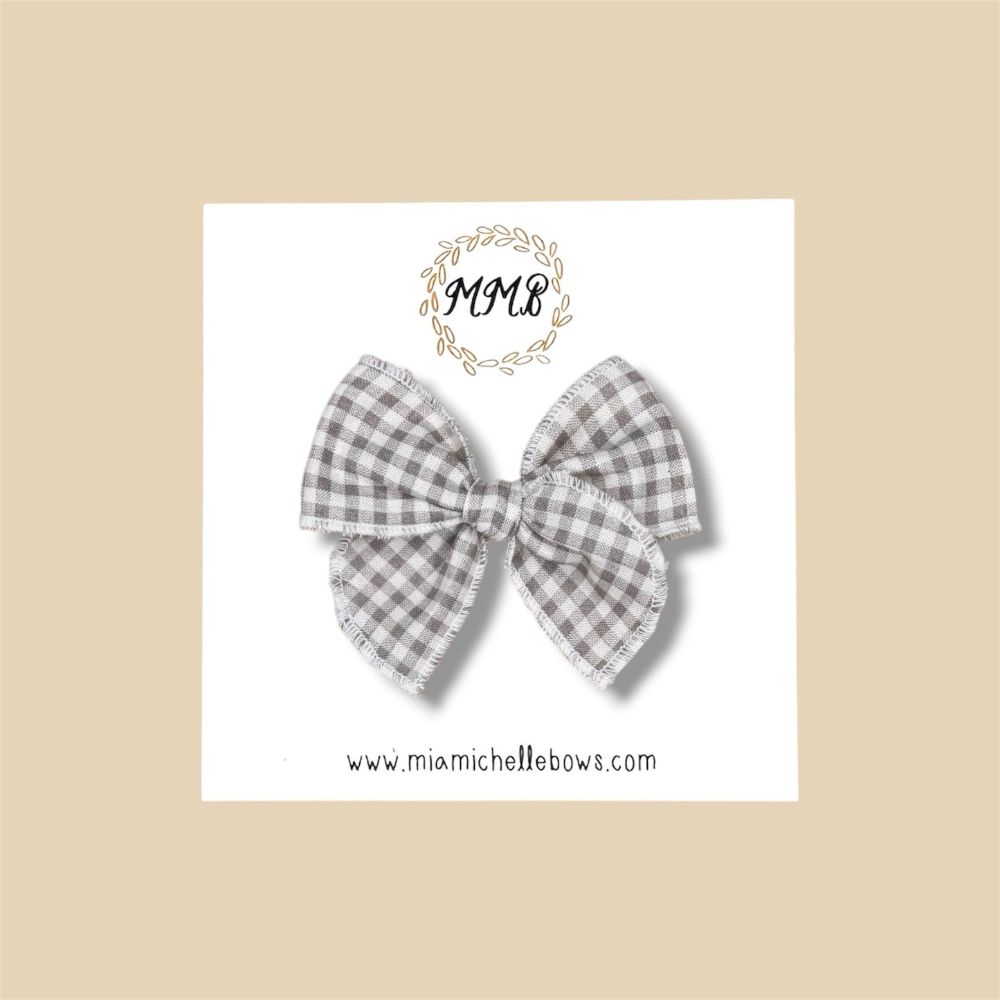 Gray Gingham Fairytale Bow