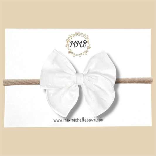 White Swiss Dot Fairytale Bow