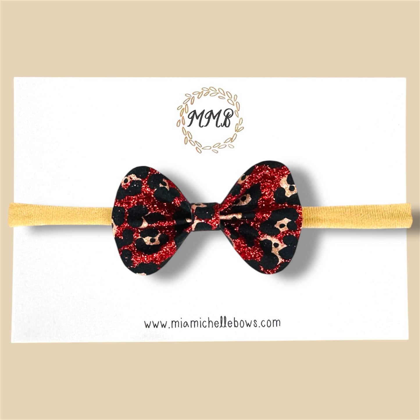 Red Leopard Glitter Bow