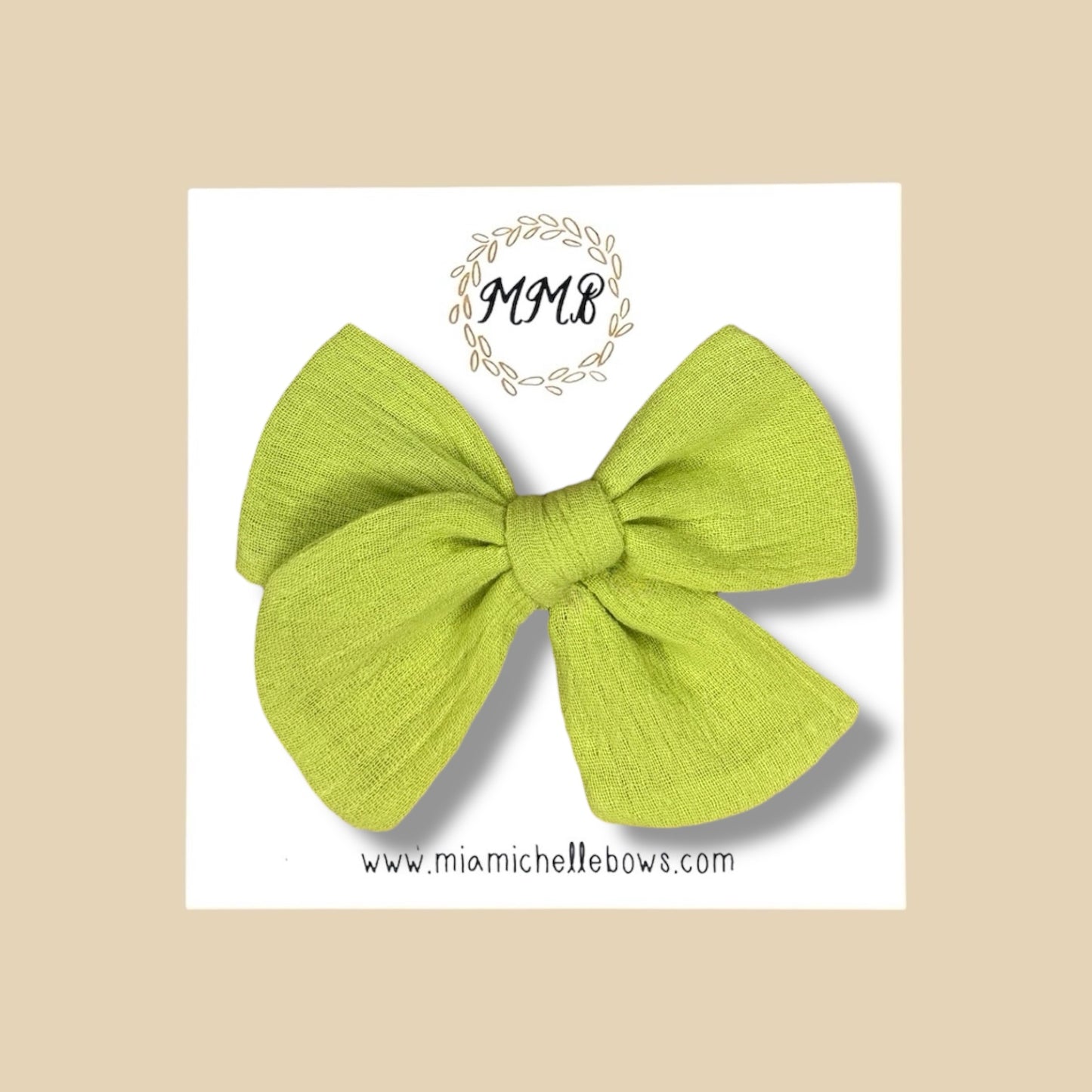 Hand-tied Gauze Bow in Key Lime