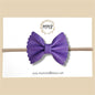 Purple Pebbled Scalloped Genuine Leather Bow