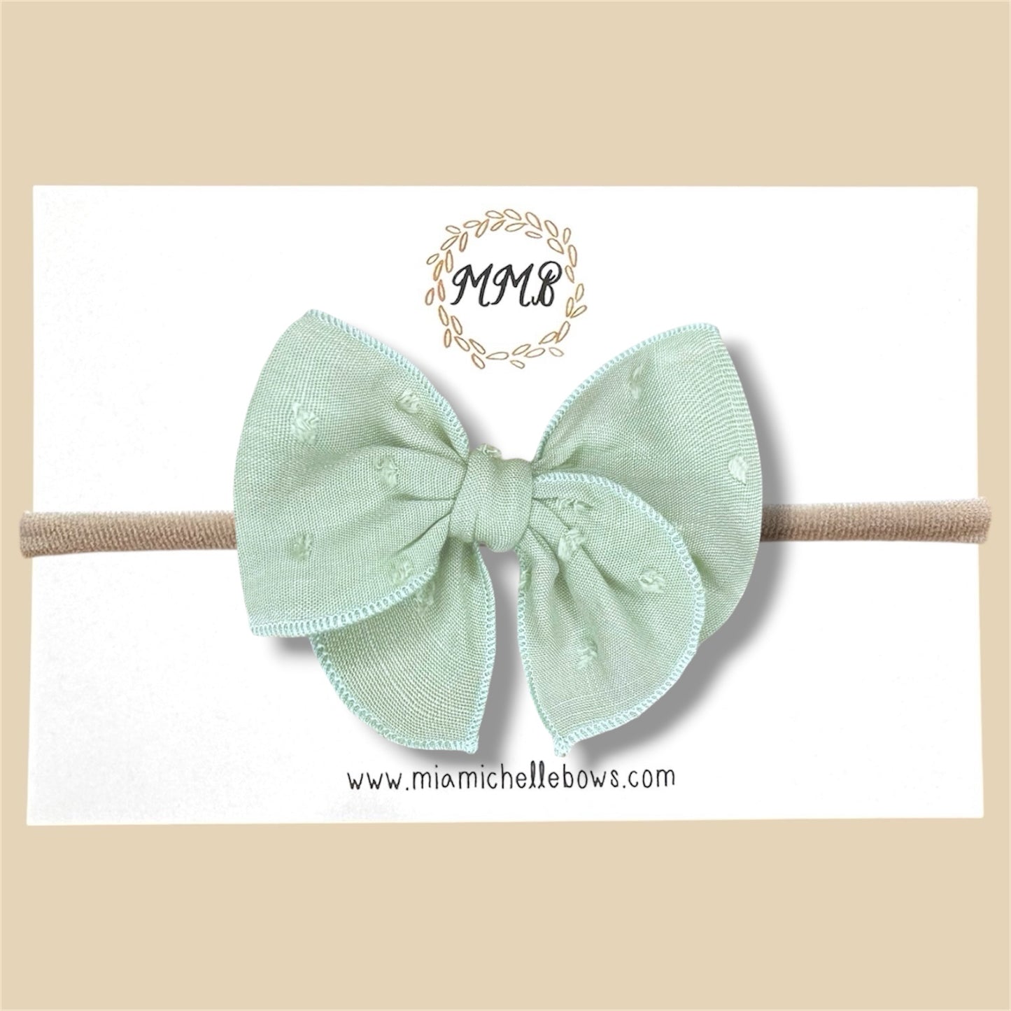 Mint Swiss Dot Fairytale Bow