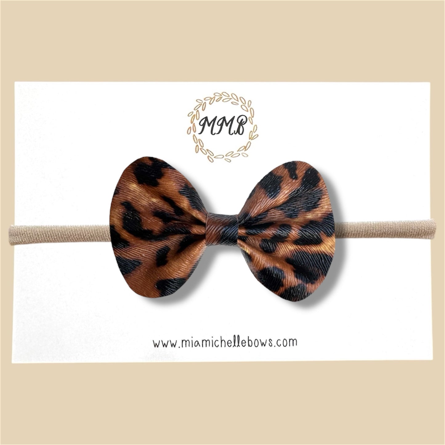 Cheetah Vegan Leather Bow