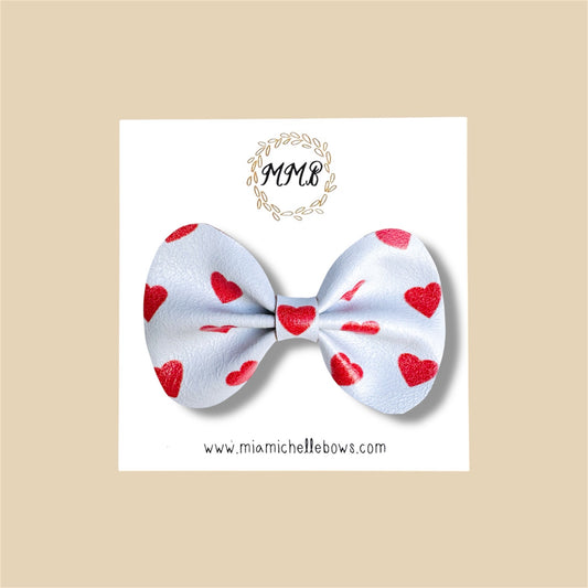 Heart Vegan Leather Bow