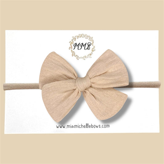 Hand-tied Gauze Bow in Tan