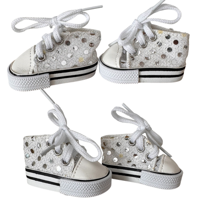 Doll—Minikane Sneakers -Silver Sequins—IMPERFECT