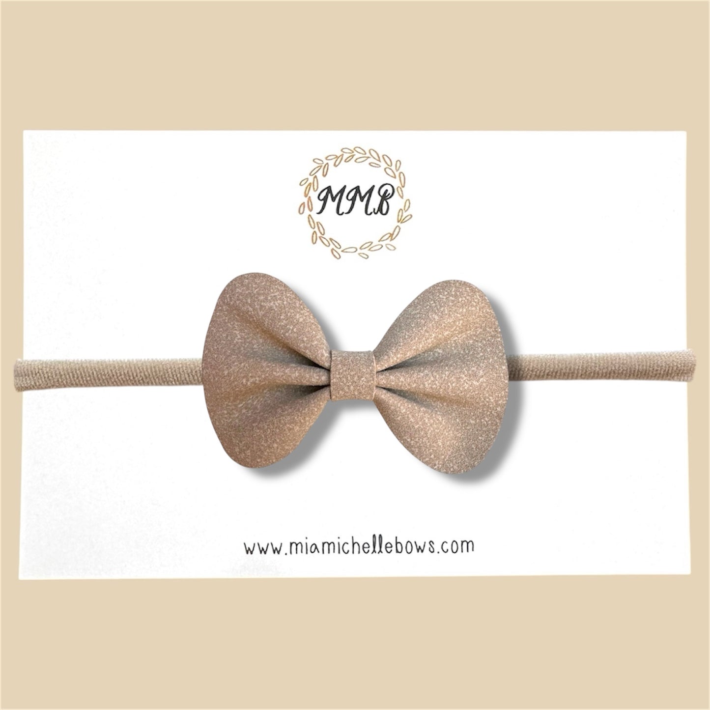 Tan Suede Vegan Leather Bow