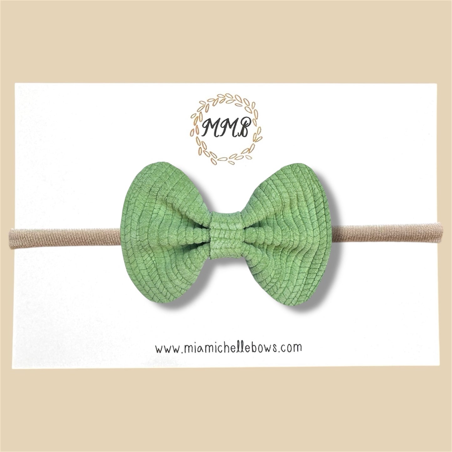 Spring Green Genuine Leather Bow