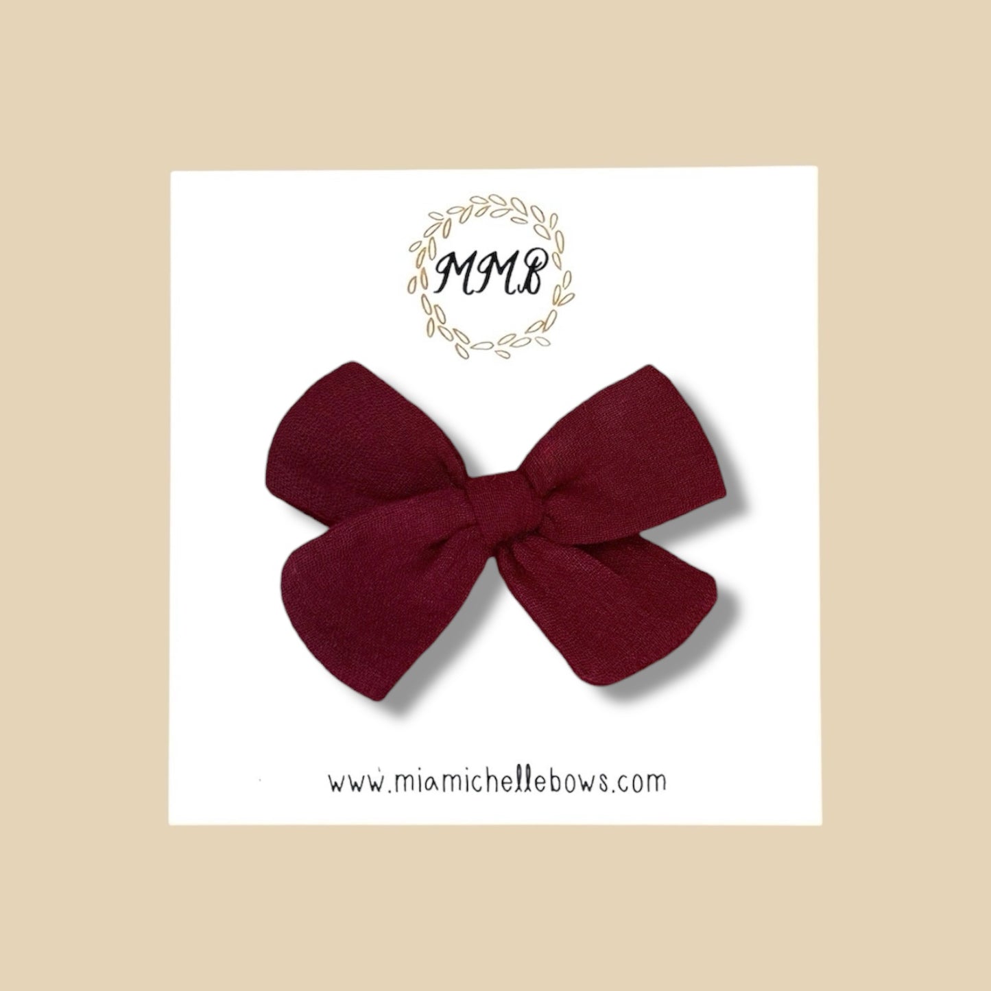 Hand-tied Gauze Bow in Burgundy