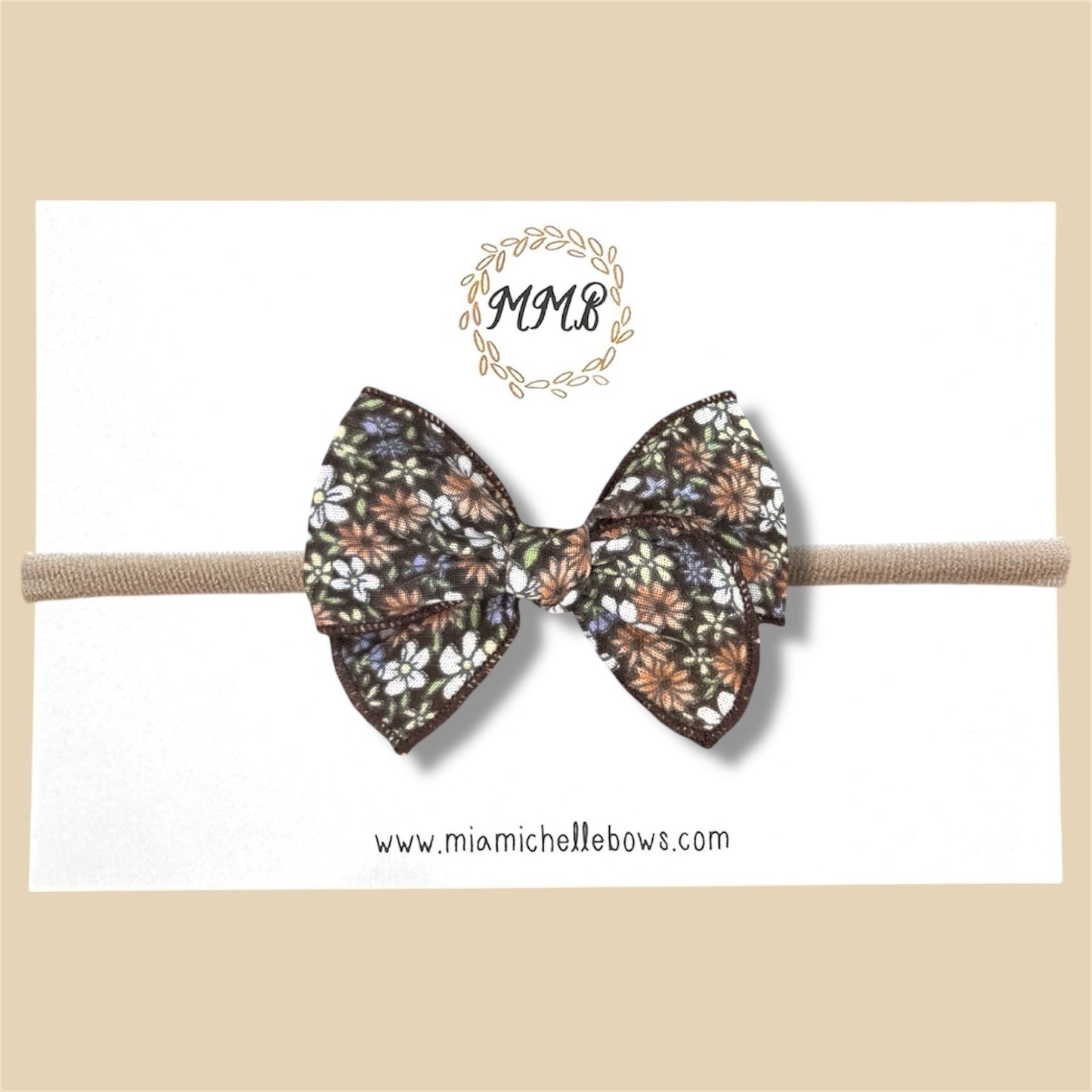 Brown Floral Fairytale Bow