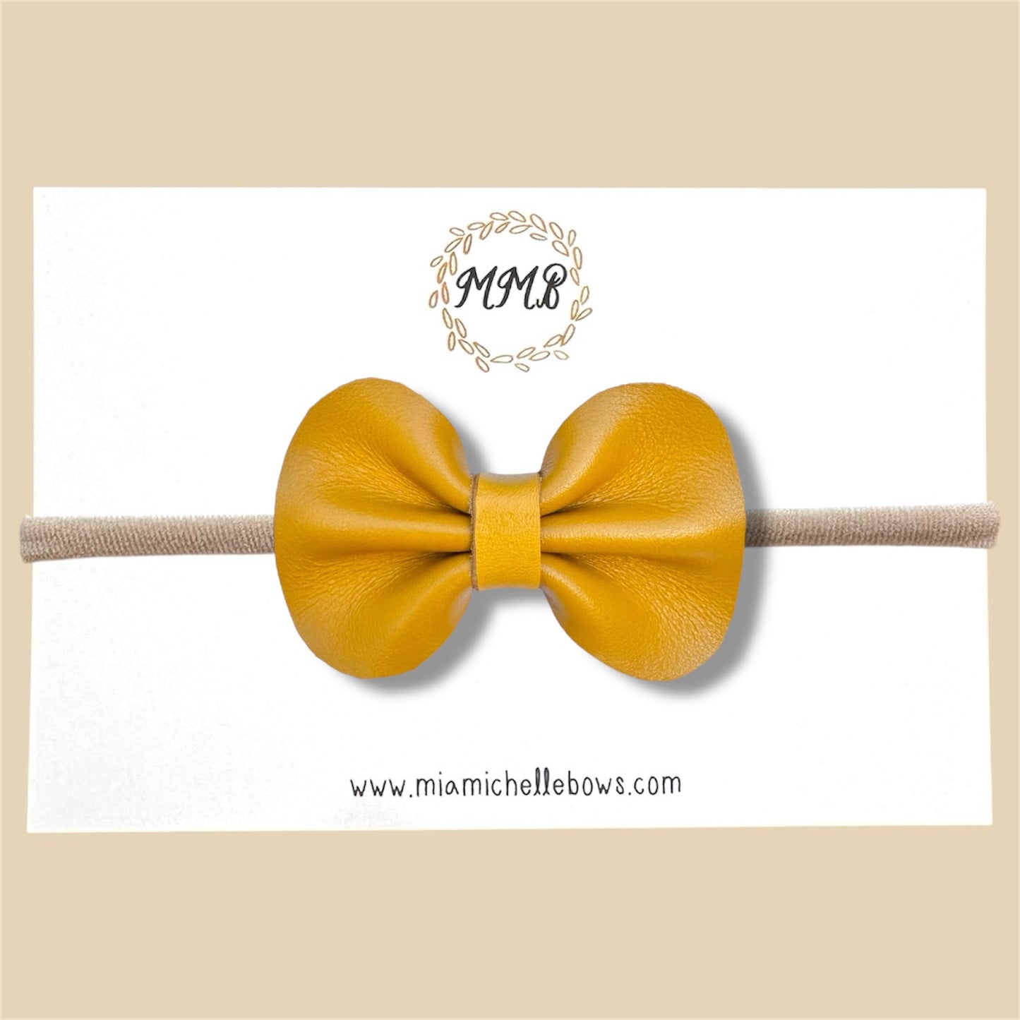 Mustard Genuine Leather Bow