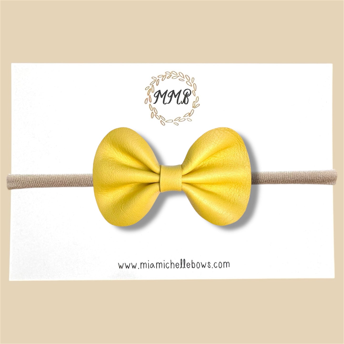 Yellow Genuine Leather Bow