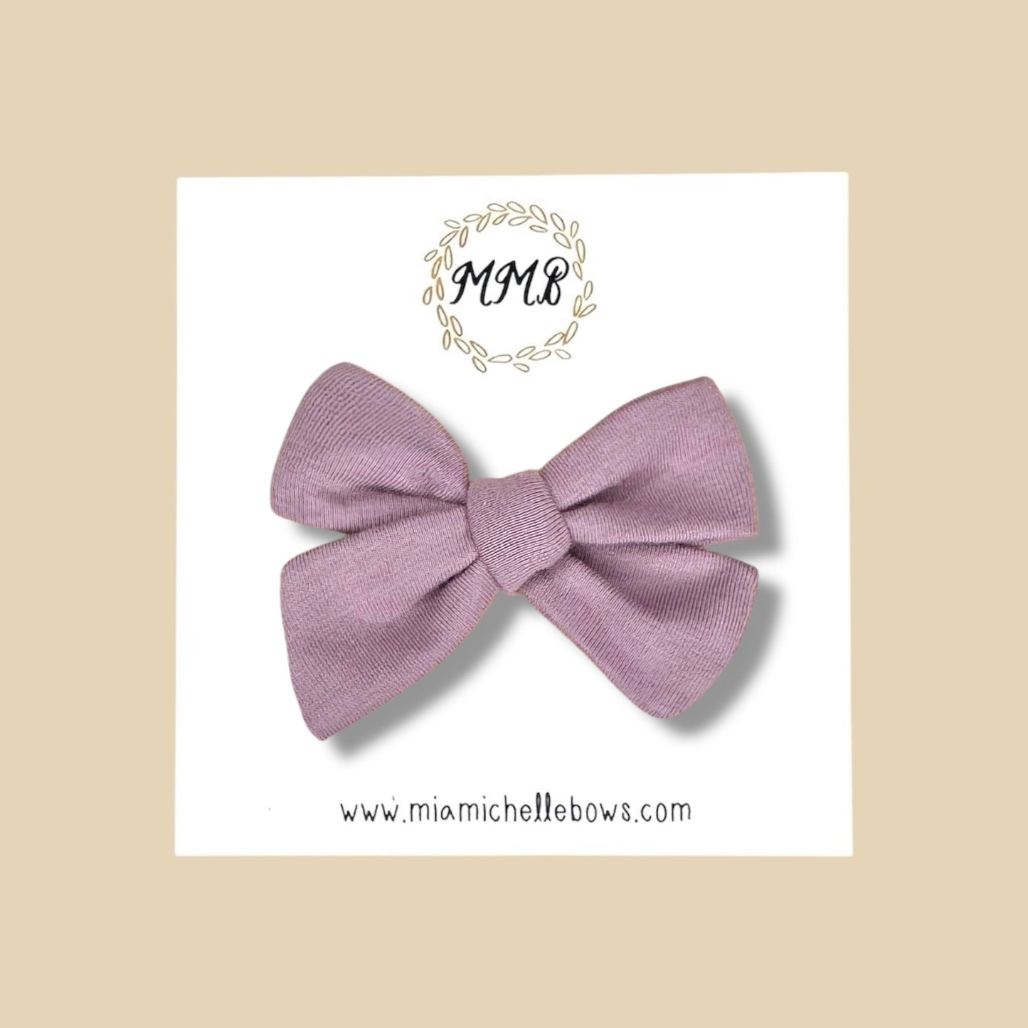Lavender Gray Stretch Knit Hand Tied Bow