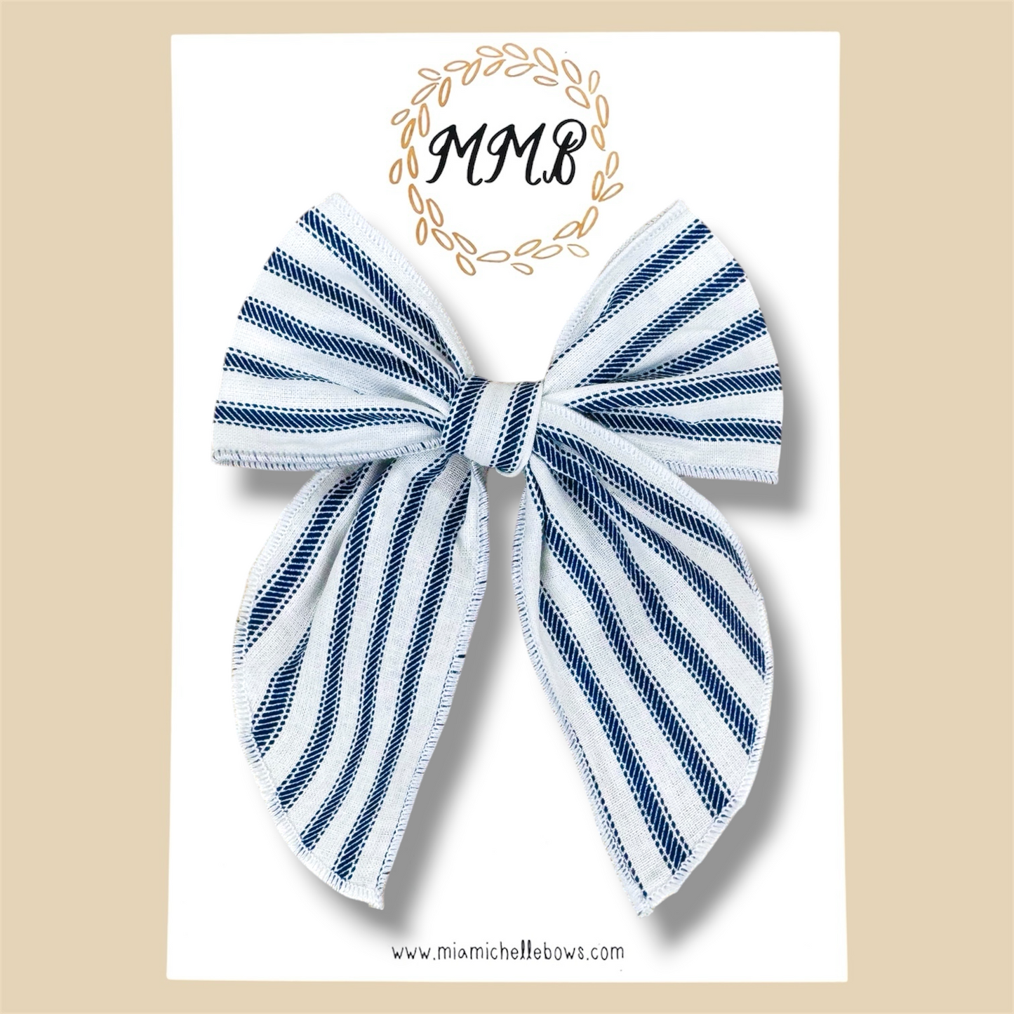 Denim Blue Stripe Fairytale Bow
