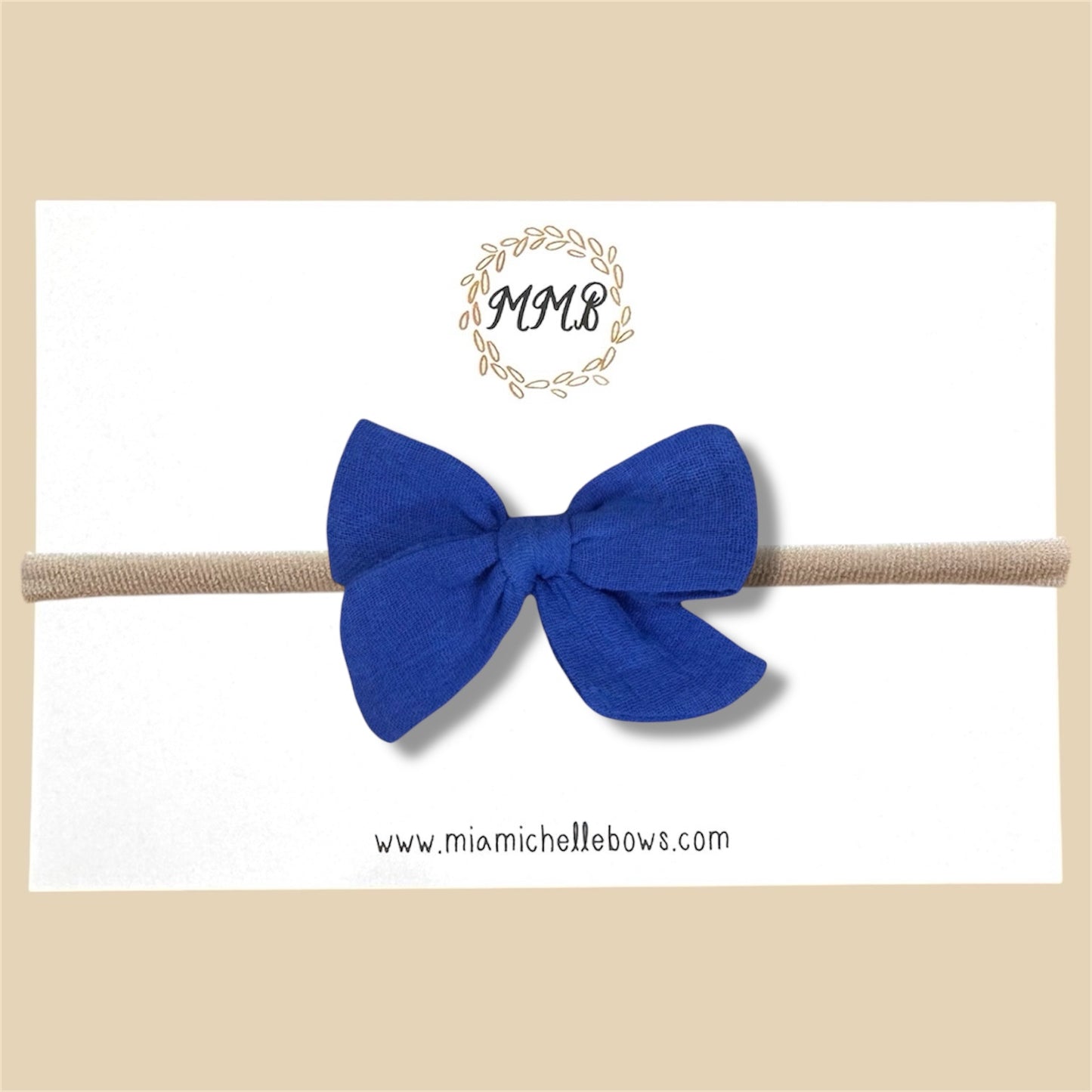 Hand-tied Gauze Bow in Blue