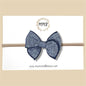 Heathered Navy Blue Linen Fairytale Bow