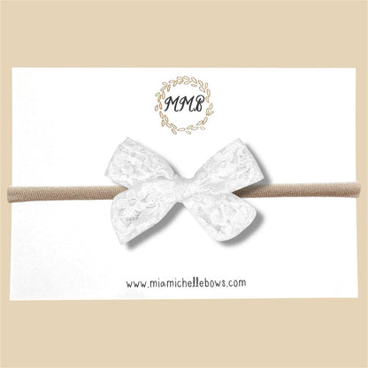 Hand-tied White Lace Bow