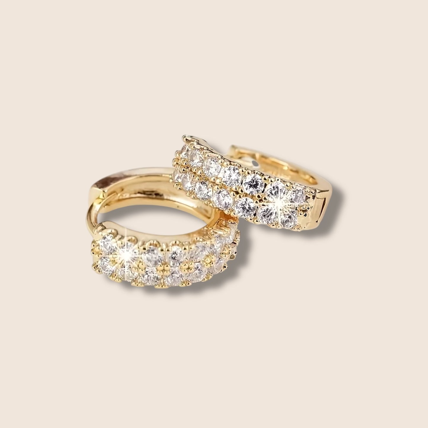 Double row CZ Huggie Hoops