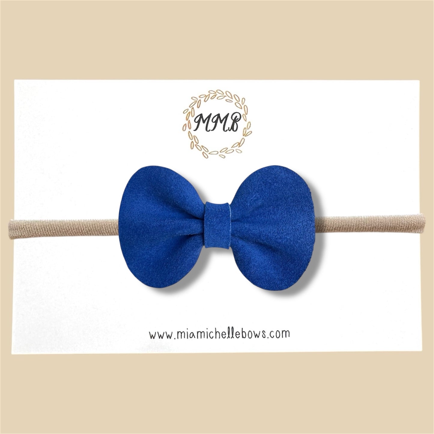 Blue Suede Genuine Leather Bow