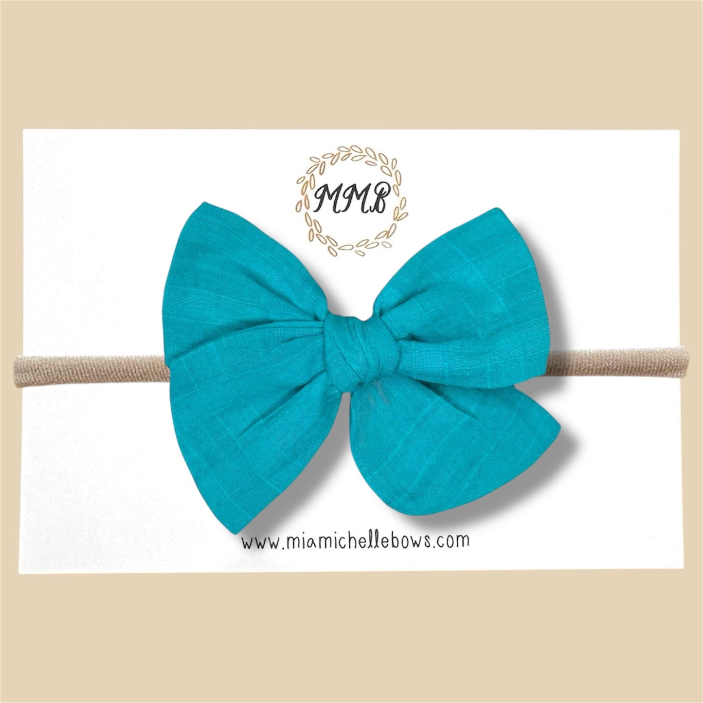 Hand-tied Gauze Bow in Turquoise