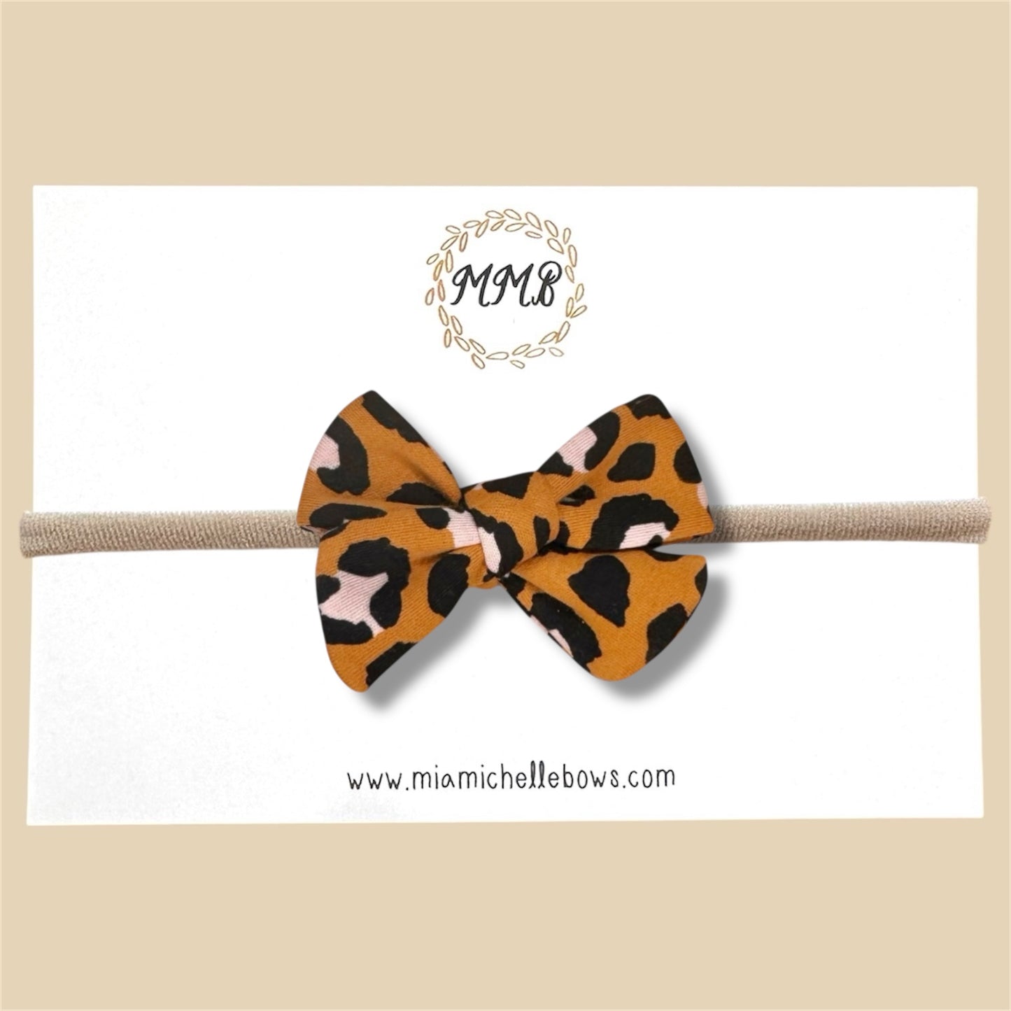 Leopard Stretch Knit Hand Tied Bow