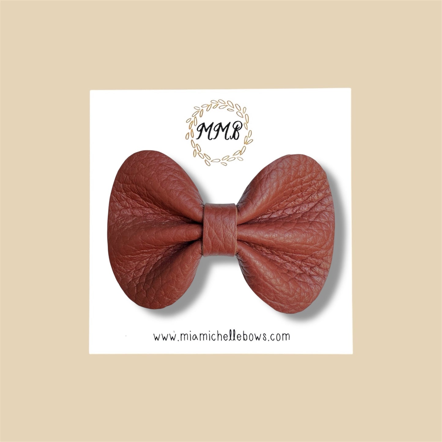 Brown Pebbled Genuine Leather Bow
