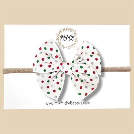 Christmas Polkadot Glitter Fairytale Bow