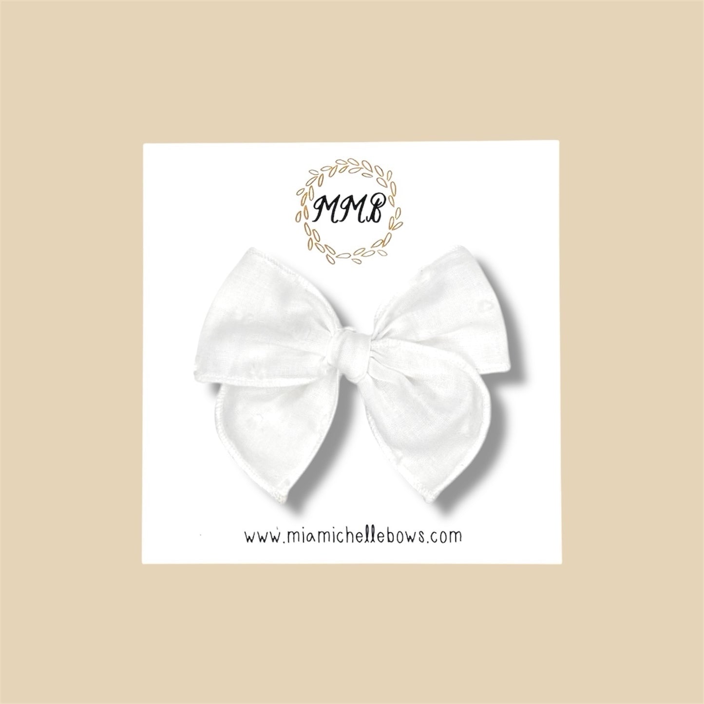White Swiss Dot Fairytale Bow