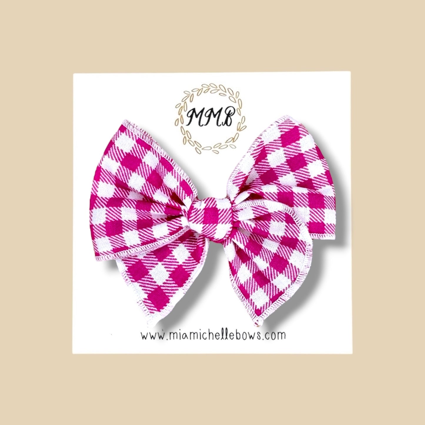 Bright Pink Gingham Fairytale Bow