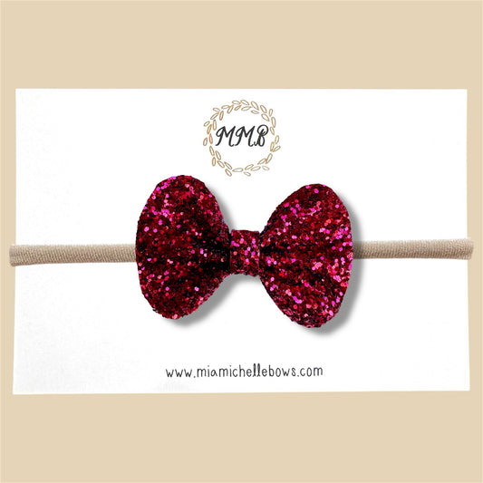 Dark Red Glitter Bow