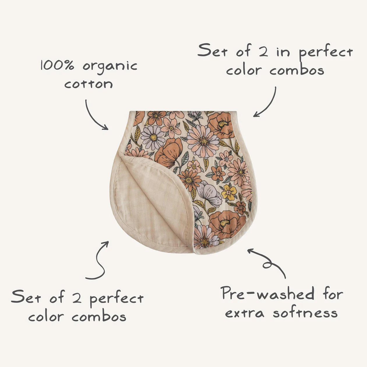 Mushie Organic Cotton Muslin Burp Cloth 2 Pack