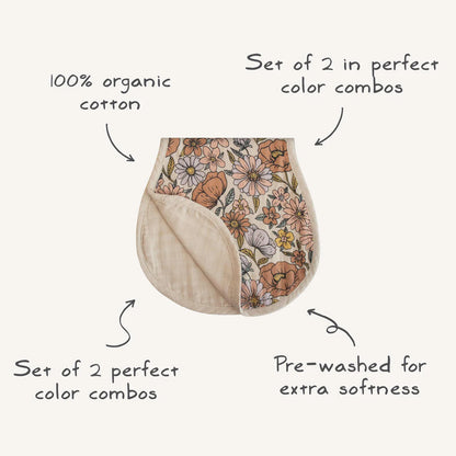 Mushie Organic Cotton Muslin Burp Cloth 2 Pack