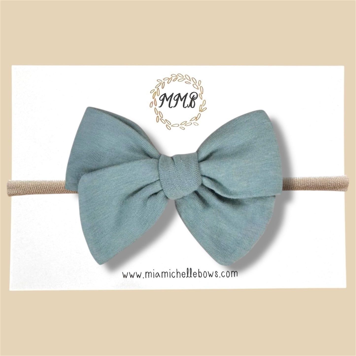 Gray Blue Stretch Knit Hand Tied Bow