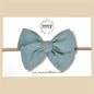 Gray Blue Stretch Knit Hand Tied Bow