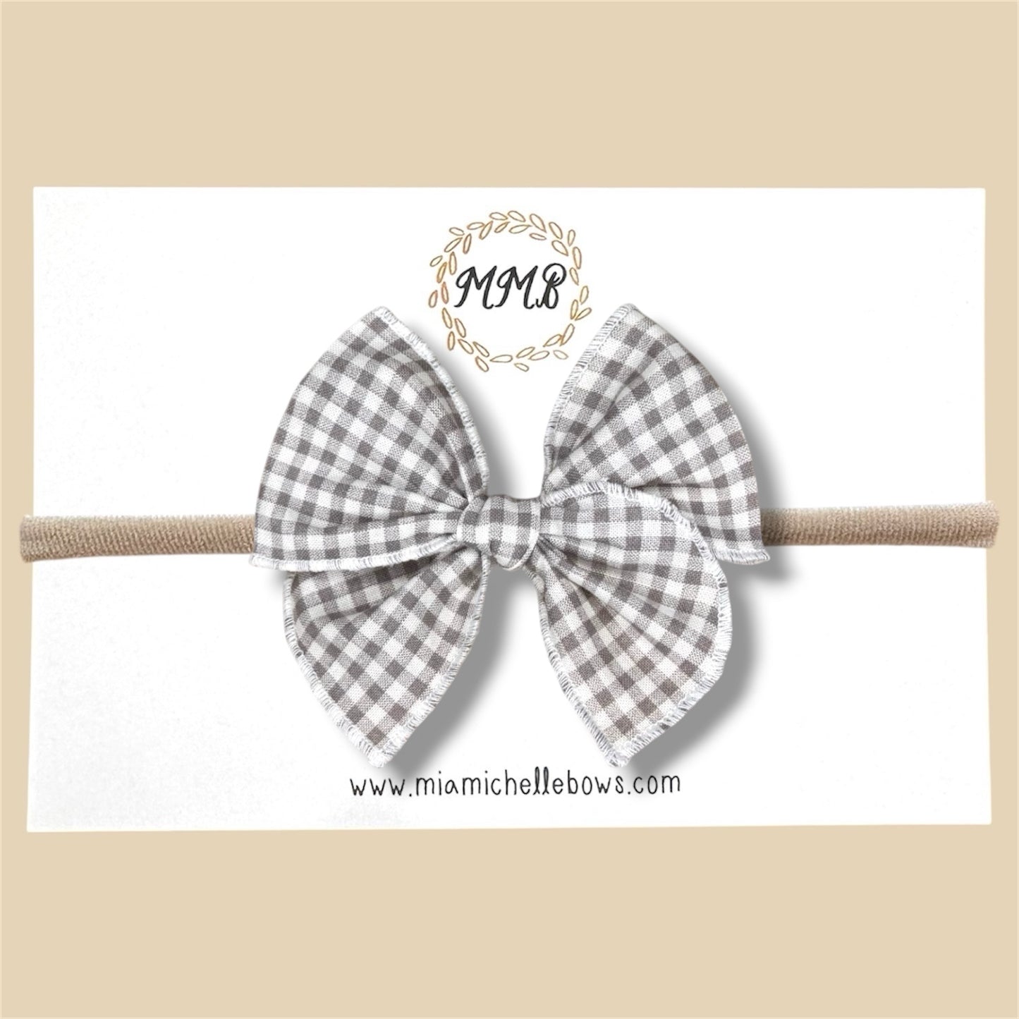 Gray Gingham Fairytale Bow