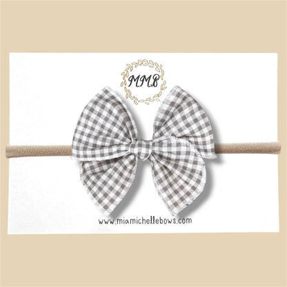 Gray Gingham Fairytale Bow