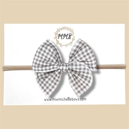 Gray Gingham Fairytale Bow