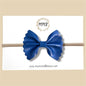 Blue Scalloped Genuine Leather Bow
