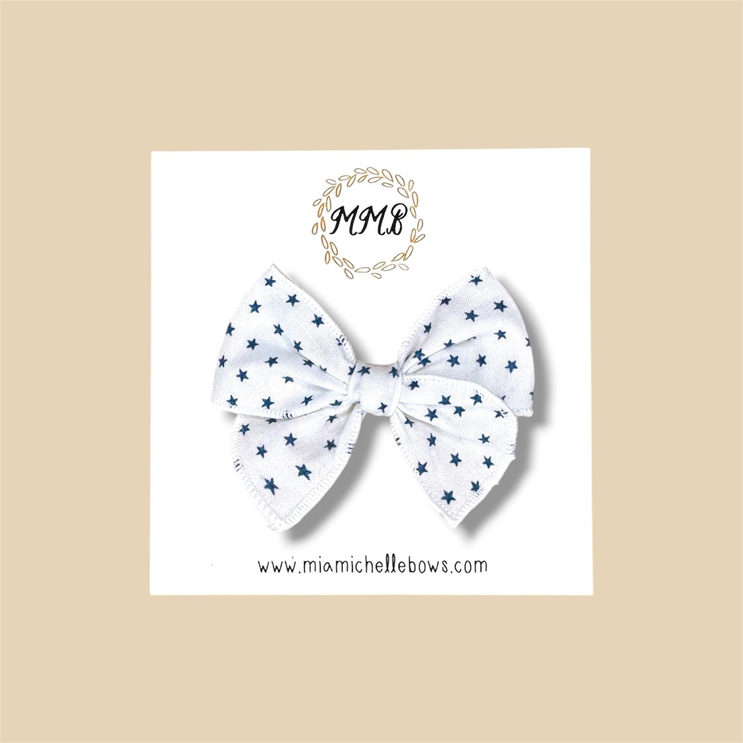 White & Navy Star Spangled Fairytale Bow